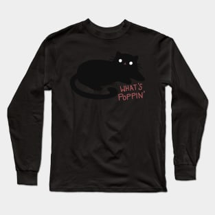 Black Cat “What’s Poppin“ Design | Cat Lover Gifts | Kawaii Handmade Illustration | By Atelier Serakara Long Sleeve T-Shirt